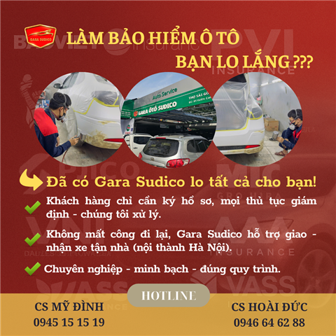 Ảnh Làm bảo hiểm ô tô nhanh gọn – Gara Sudico hỗ trợ tận nhà
